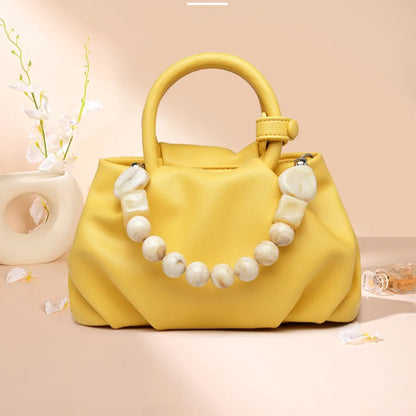 Women's Medium Pu Leather Solid Color Streetwear Beading Magnetic Buckle Cloud Shape Bag