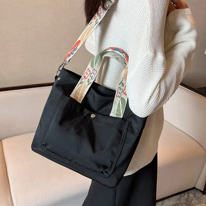 Women's Large Cloth Solid Color Sports Square Zipper Shoulder Bag Handbag
