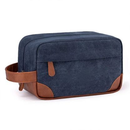 Solid Color Canvas Zipper Cosmetic Bag For Men