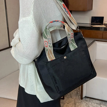 Women's Large Cloth Solid Color Sports Square Zipper Shoulder Bag Handbag