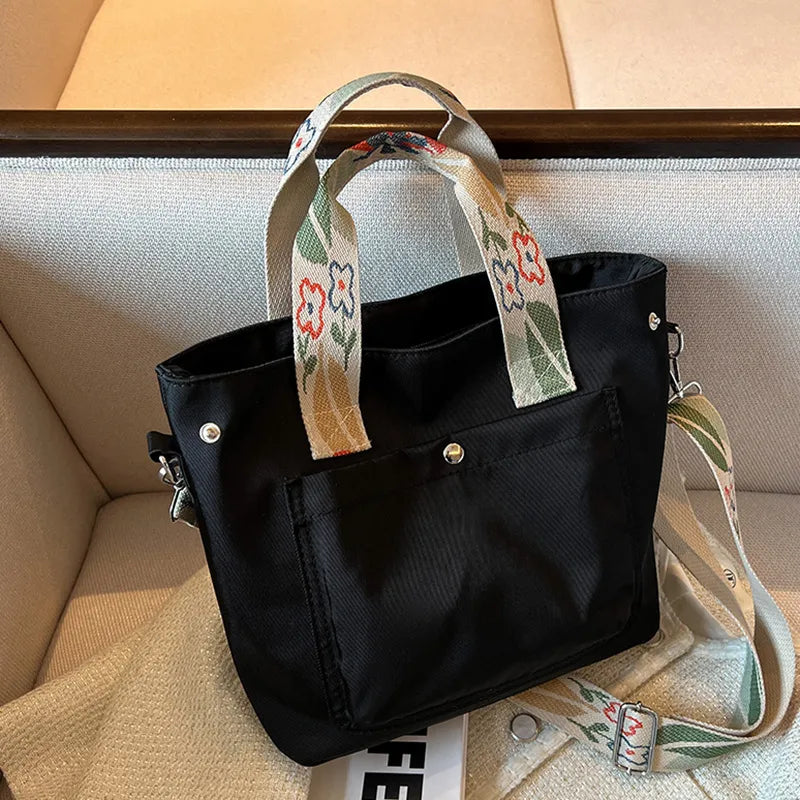 Women's Large Cloth Solid Color Sports Square Zipper Shoulder Bag Handbag