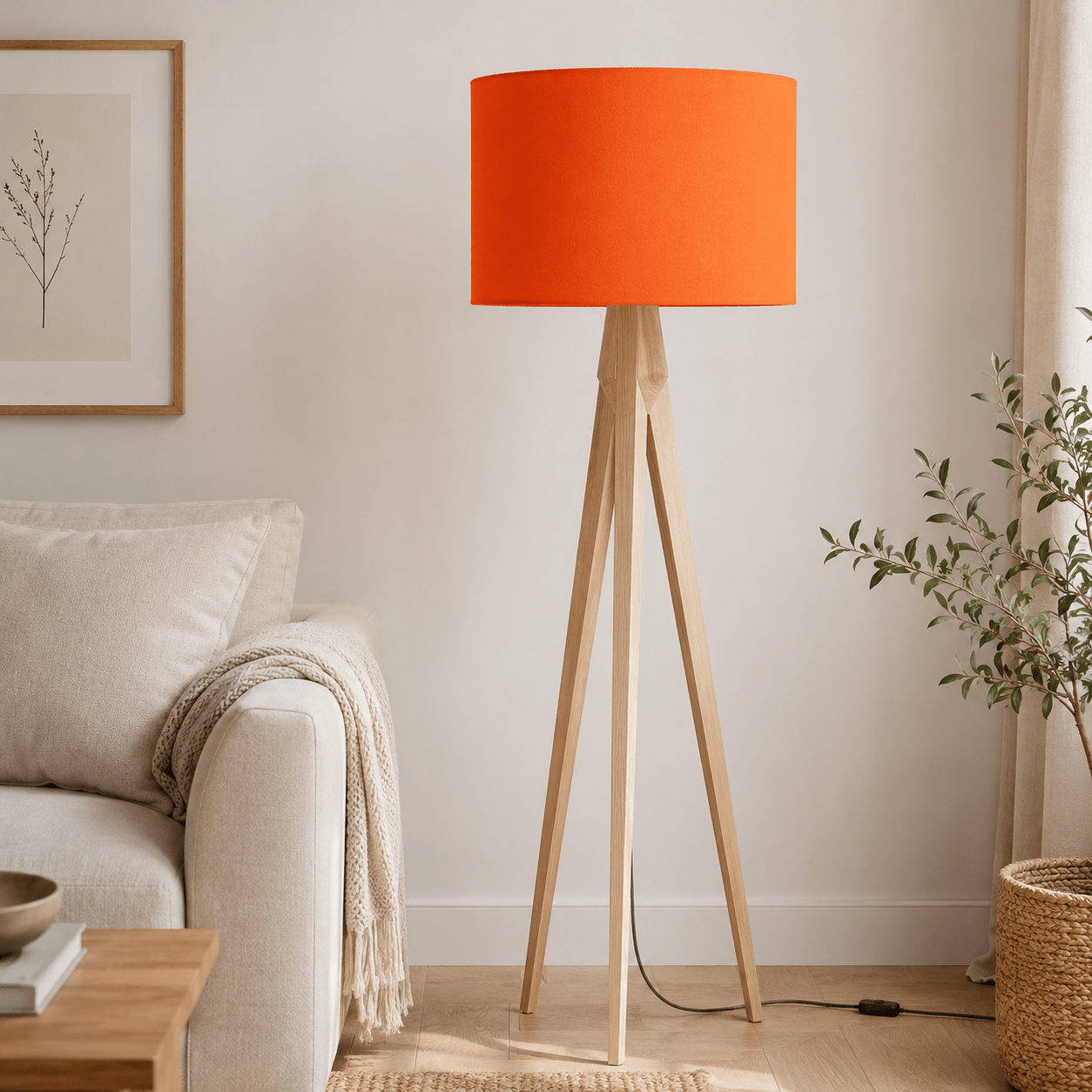 Plain Bright Orange Lampshade, Ceiling or Table Lamp Shade