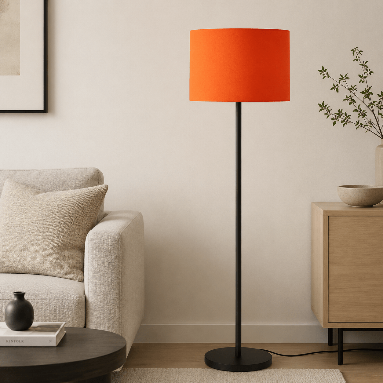 Plain Bright Orange Lampshade, Ceiling or Table Lamp Shade