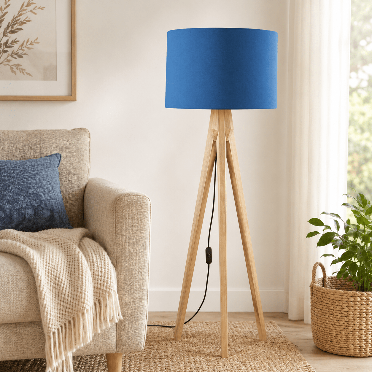 Plain Cobalt Blue Lampshade, Ceiling or Table Lamp Shade