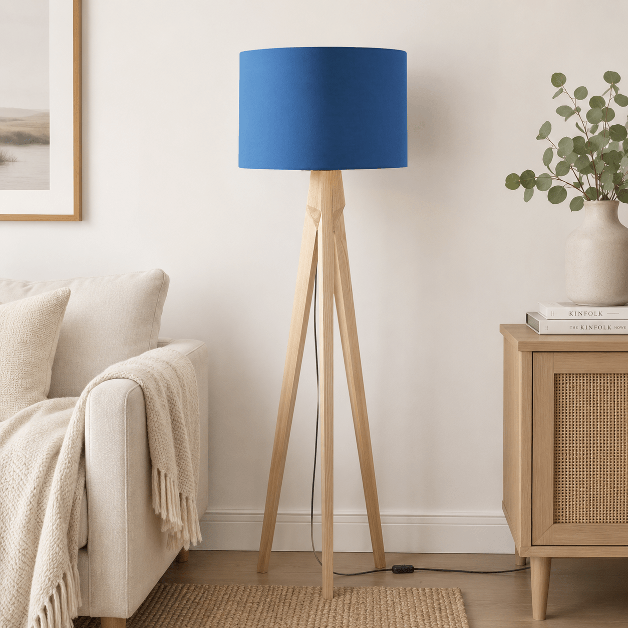 Plain Cobalt Blue Lampshade, Ceiling or Table Lamp Shade