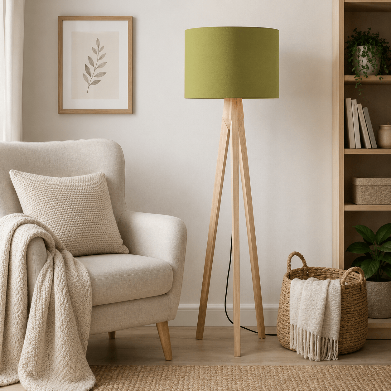 Plain Olive Green Lampshade, Ceiling or Table Lamp Shade