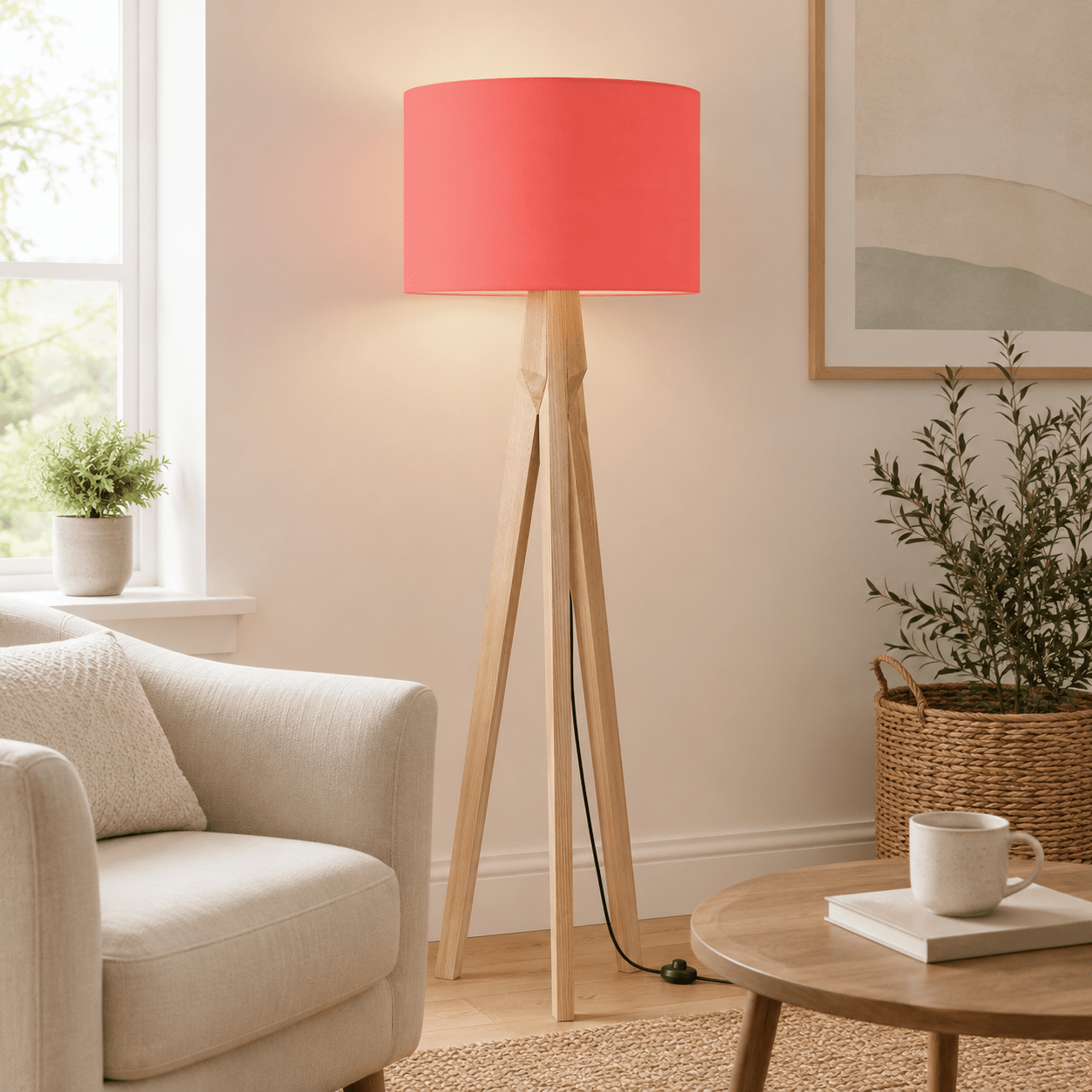 Plain Salmon Pink Lampshade, Ceiling or Table Lamp Shade