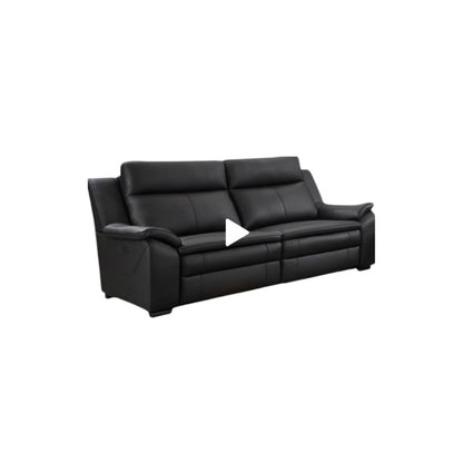 Boston Electric Power Sliding Recliner Black Genuine Leather 3 Seater Sofa