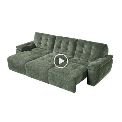 Dallas Electric Sofabed Green Fabric 3 Seater Power Sliding Sofa