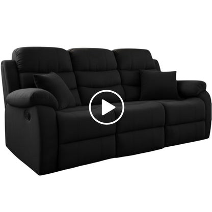 Stanley Manual Power Sliding Recliner Grey Fabric 3 Seater Sofa