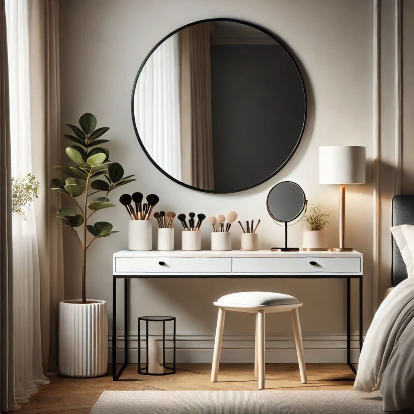 Rei - Large Round Black Metal Circle Mirror - 90cm x 90cm