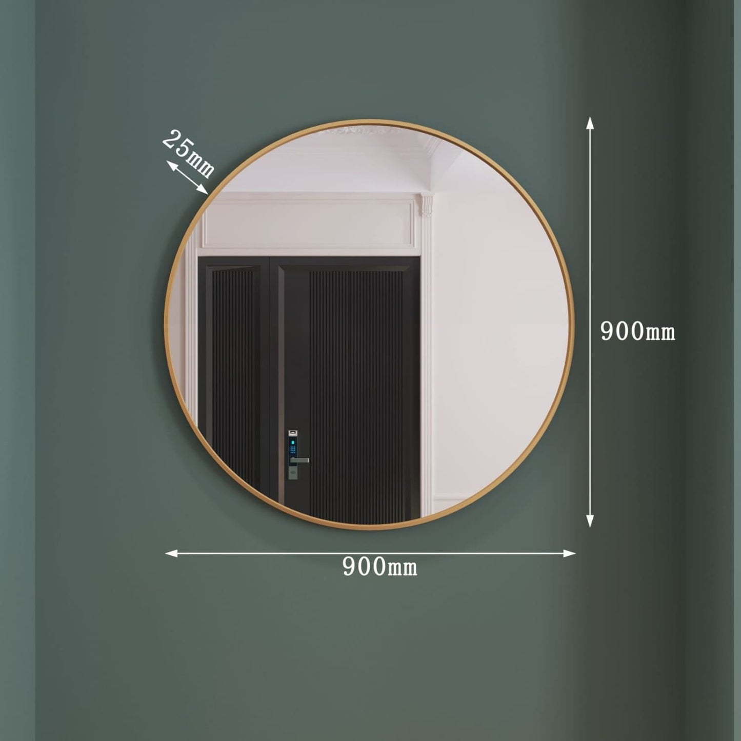Rei - Large Round Gold Metal Circle Mirror - 90cm x 90cm
