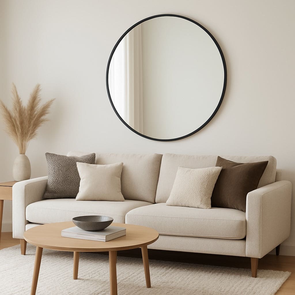 Rei - Round Black Metal Circle Mirror - 70cm x 70cm