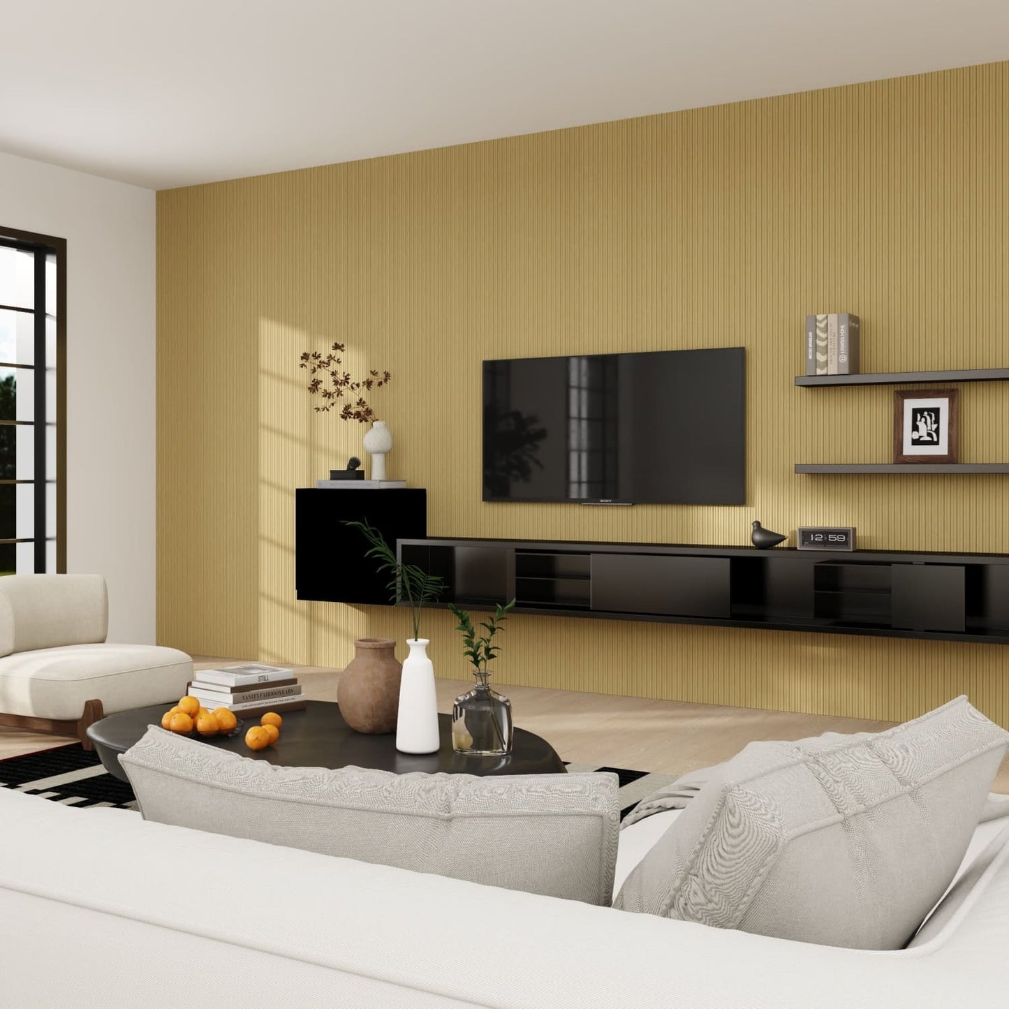 Small Fluted 240cm x 60cm Wall Panels In Natural Oak