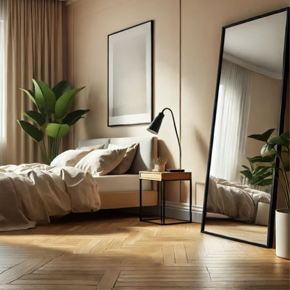 Takara - Full Length Leaner Black Metal Rectangle Mirror - 180cm x 60cm