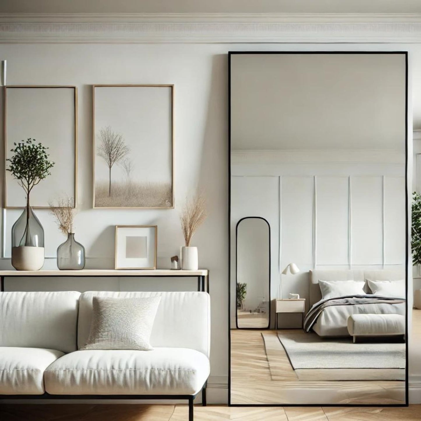 Takara - Full Length Leaner Black Metal Rectangle Mirror - 180cm x 90cm