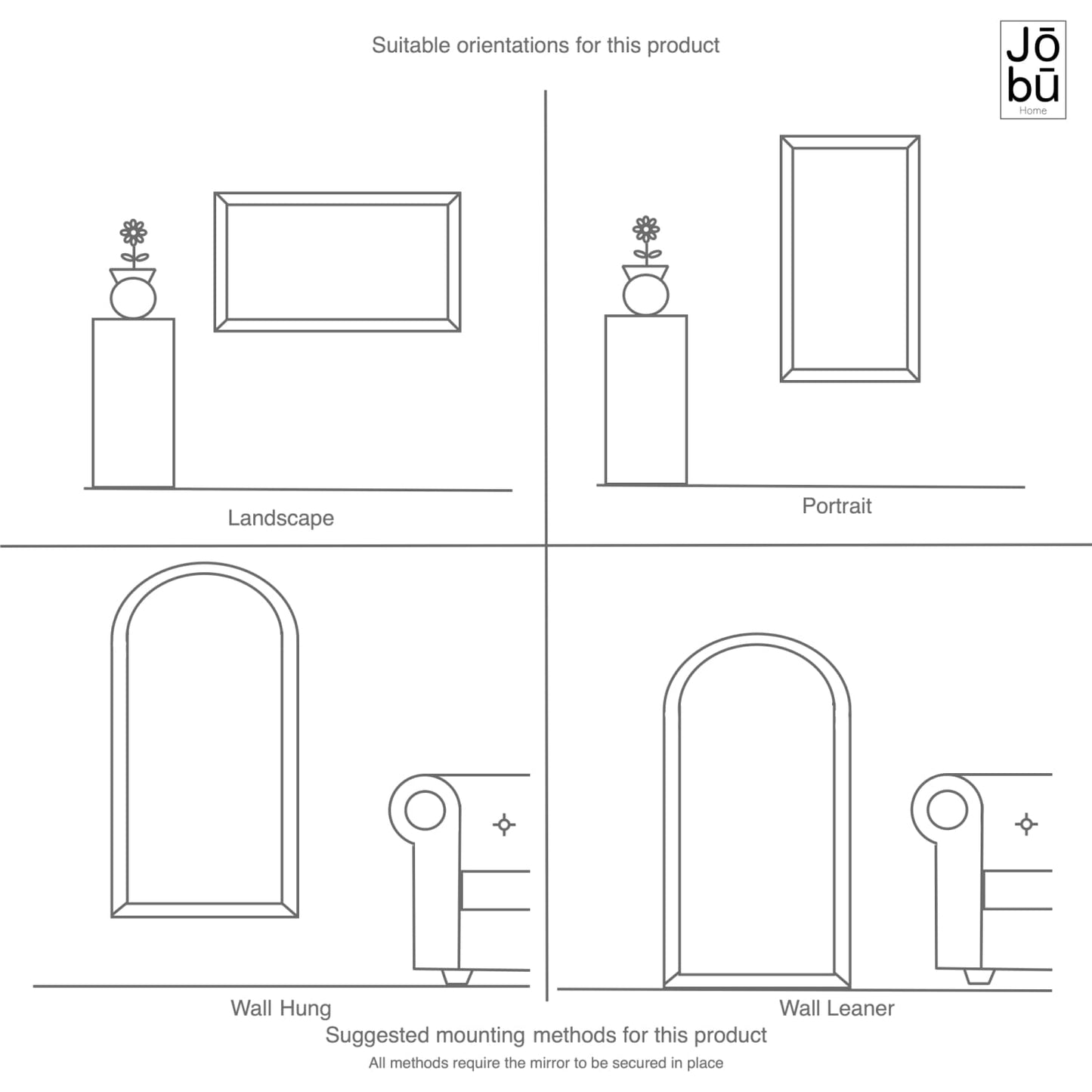 Takara - Full Length Leaner Black Metal Rectangle Mirror - 180cm x 90cm