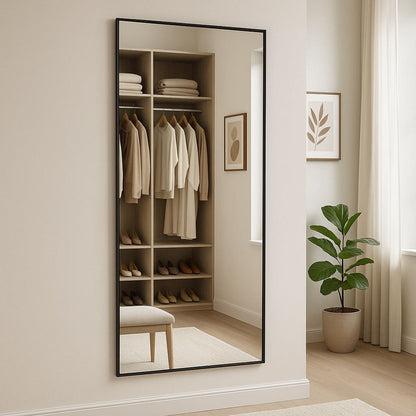 Takara - Full Length Leaner Black Metal Rectangle Mirror - 180cm x 90cm