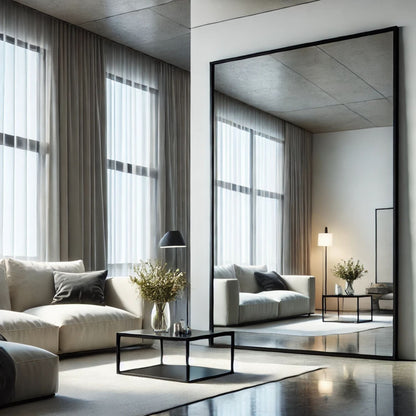 Takara - Full Length Leaner Black Metal Rectangle Mirror - 200cm x 120cm