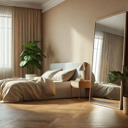 Takara - Full Length Leaner Gold Metal Rectangle Mirror - 180cm x 90cm