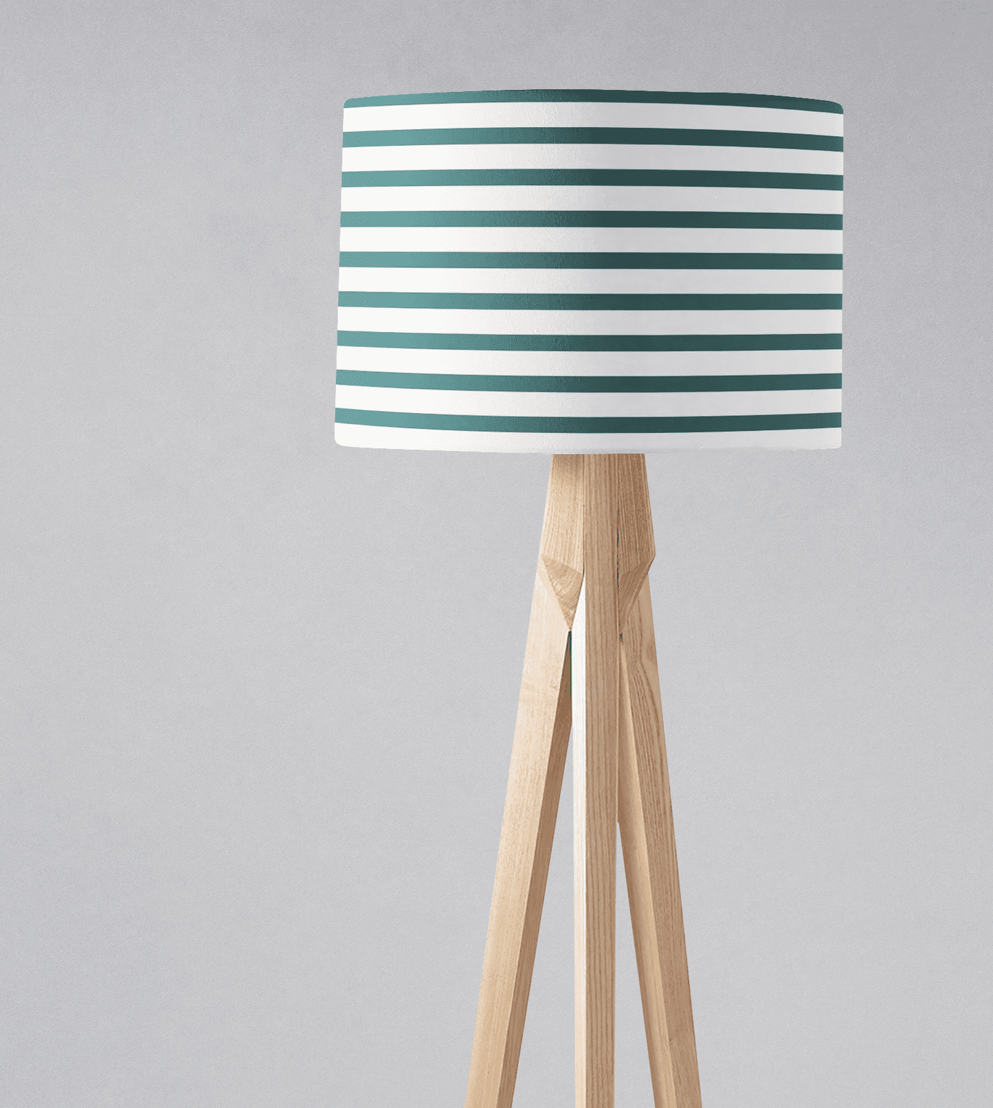 Teal and White Drum Lampshade, Geometric Striped Design Shade for Table, Floor or Ceiling Pendant Light