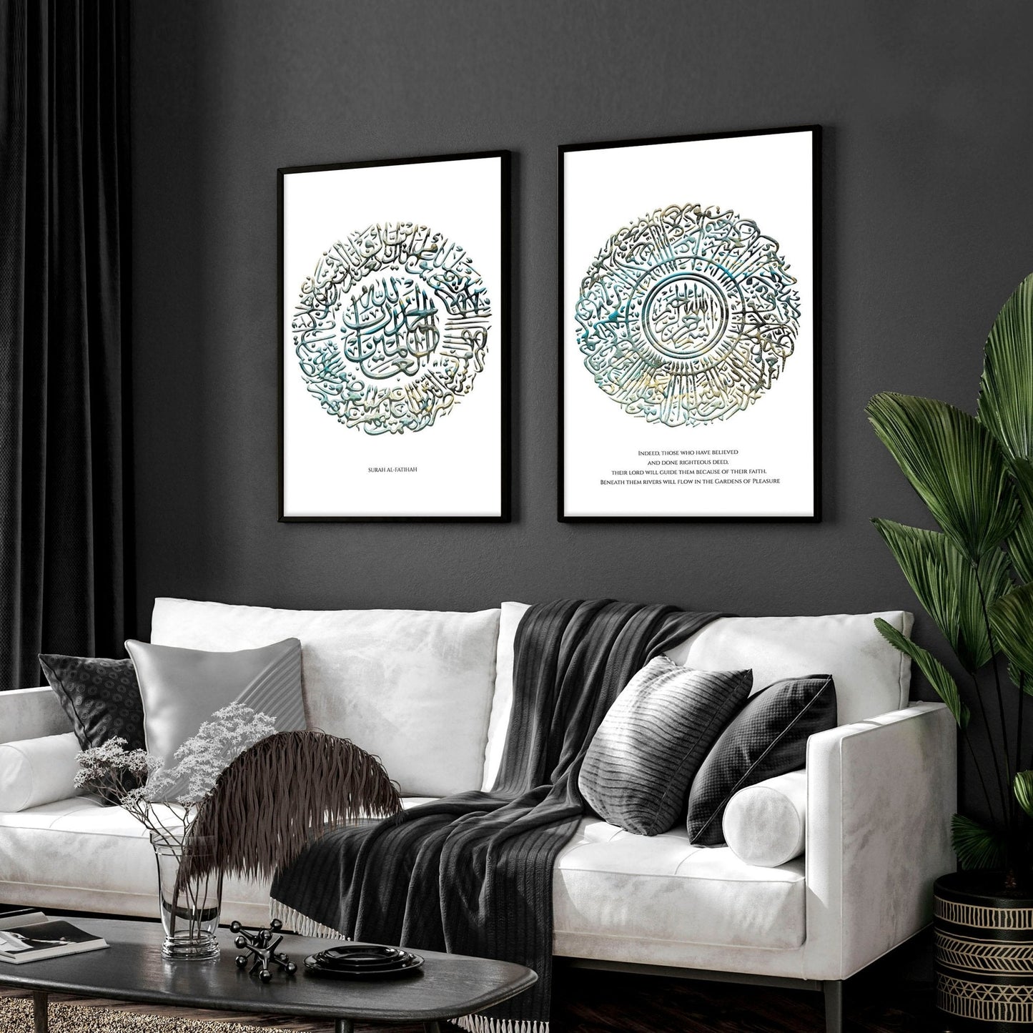 Islamic decoration home | Set of 2 Teal colour wall art