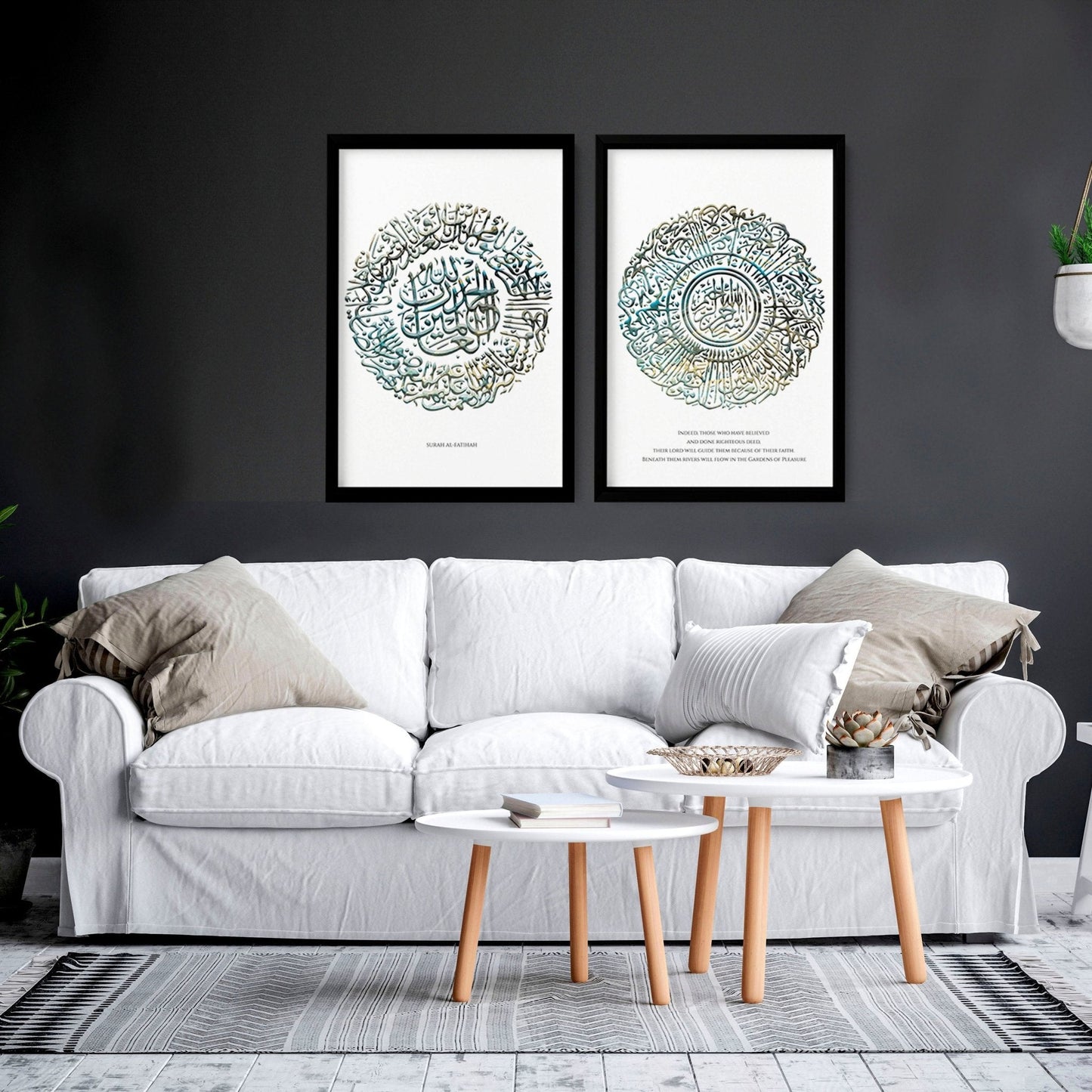 Islamic decoration home | Set of 2 Teal colour wall art