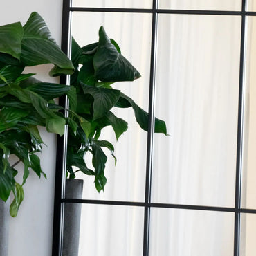 Tomi - Full Length Black Arched Window Mirror - 180cm x 105cm.
