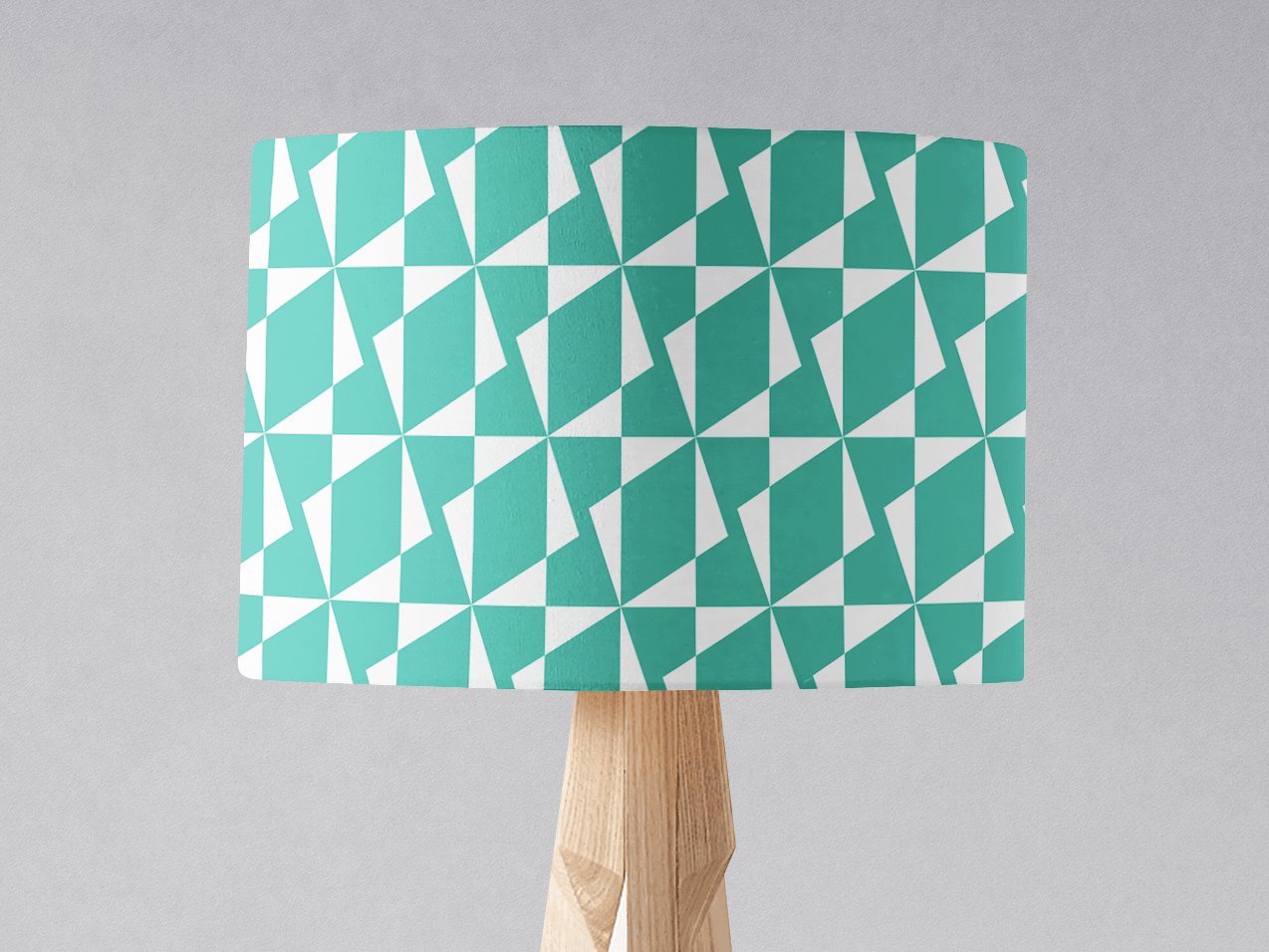 Turquoise Drum Lampshade, 1950s Retro Geometric Design Shade for Table, Floor or Ceiling Pendant Light