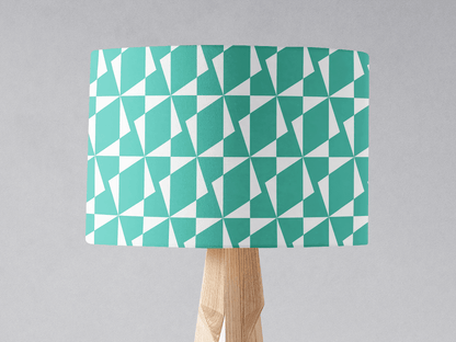 Turquoise Drum Lampshade, 1950s Retro Geometric Design Shade for Table, Floor or Ceiling Pendant Light