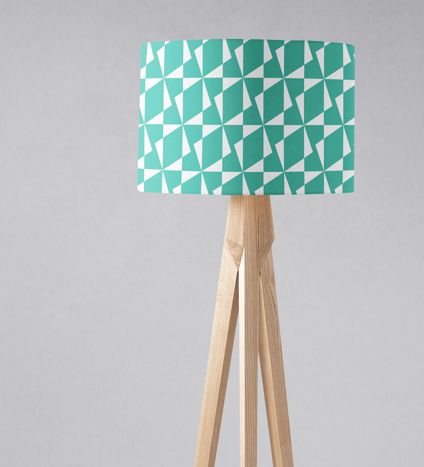 Turquoise Drum Lampshade, 1950s Retro Geometric Design Shade for Table, Floor or Ceiling Pendant Light