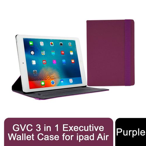 GVC 3 in 1 Executive Lightweight & Hardback Wallet Case for Pad Air, Purple