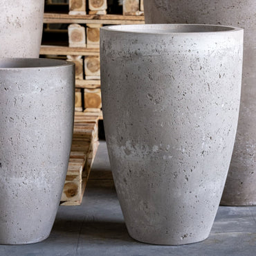 Vessara | Truffle – 75cm Extra Large Tall Concrete Planter – 61L Round Plant Pot
