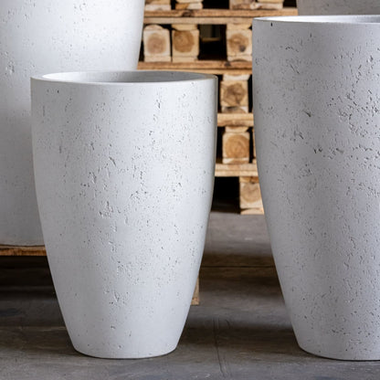 Vessara | White Mist – 62cm Extra Large Tall Concrete Planter – 32L Vase-Style Plant Pot
