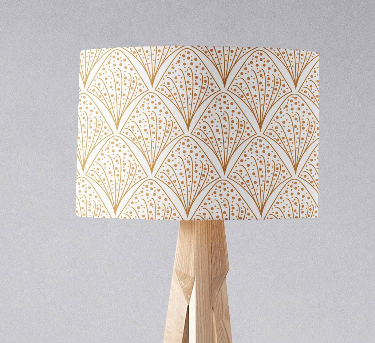 White Drum Lampshade, Gold Contemporary Design Shade for Table, Floor or Ceiling Pendant Light