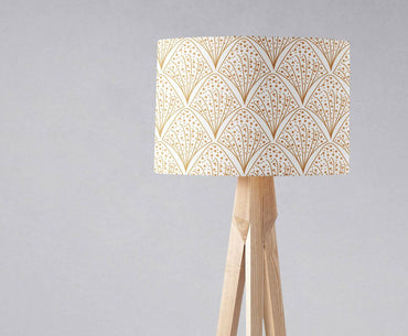 White Drum Lampshade, Gold Contemporary Design Shade for Table, Floor or Ceiling Pendant Light