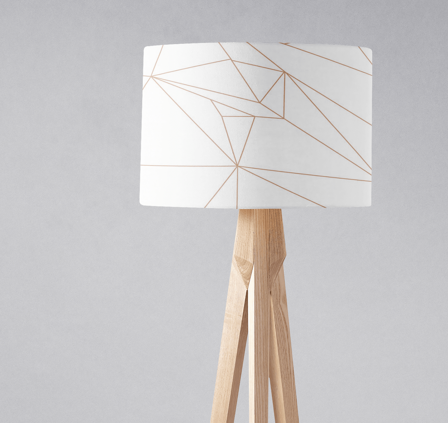 White Drum Lampshade, Rose Gold Line Design Shade for Table, Floor or Ceiling Pendant Light