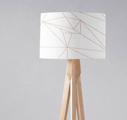 White Drum Lampshade, Rose Gold Line Design Shade for Table, Floor or Ceiling Pendant Light
