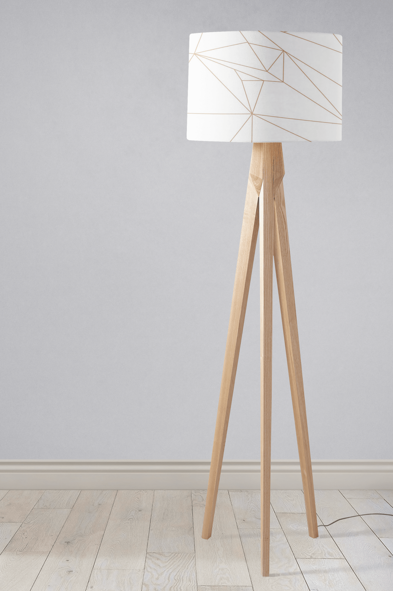 White Drum Lampshade, Rose Gold Line Design Shade for Table, Floor or Ceiling Pendant Light