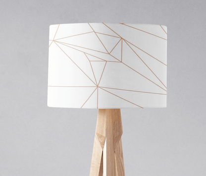 White Drum Lampshade, Rose Gold Line Design Shade for Table, Floor or Ceiling Pendant Light